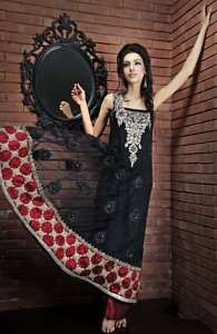 Pakistani Designer Outfit Salwar Kameez Anarkali Black  
