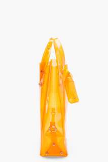 McQ Alexander McQueen orange kingsland vinyl shopping tote for women 