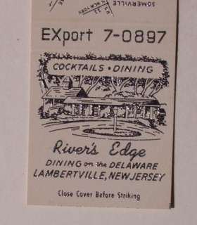1950s Matchbook Rivers Edge Delaware Lambertville NJ  