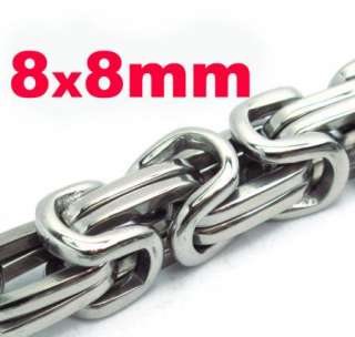 Mens Super Heavy 8mm Stainless Steel Box Chain Necklace  