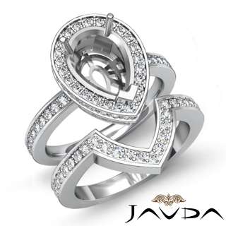   6ct Diamond Ring Pear Bridal Semi Mount Platinum s5.5 Engagement Women