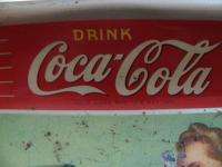 Vintage 1942 Coca Cola Metal Tray Two Girls Car Coke  