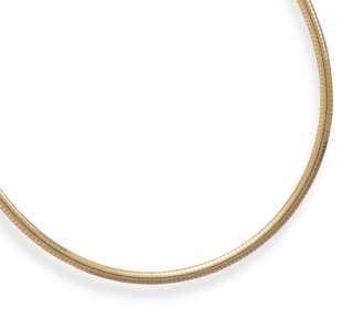 Superior 22 Karat Gold Plated Chain 4MM Domed Omega Necklace 925 