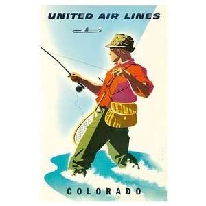  World Travel Poster Colorado Fisherman 12 inch by 18 inch 