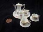 Miniature Porcelain Tea Set 9 pc Rose and Gold Decoration Cup Pot Tiny 