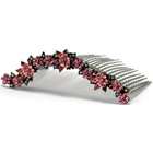   Large Swarovski Crystal Hair Comb with Frosted Flowers Pink Color