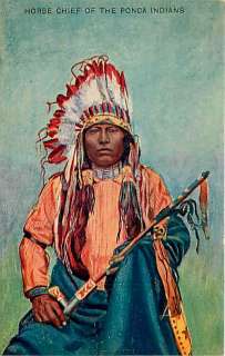 Indian 1905 Horse Chief of Ponca Indians Full Costume Headdress 