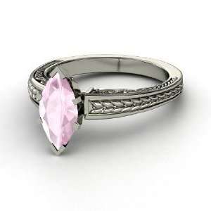   Marquise Ceres Ring, Marquise Rose Quartz 14K White Gold Ring Jewelry