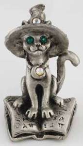 Witchs Familiar (Cat) on Book of Shadows Pewter Statue  