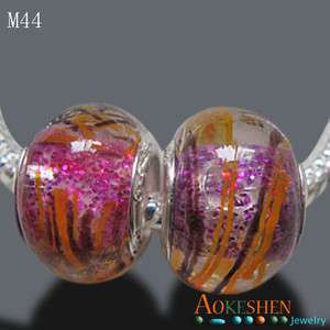   Hotpink 5pcs Lampwork Glass Beads European Fit Charm Bracelet M44
