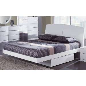   Furniture Aria Glossy White Platform Bed ARIA WH BED: Home & Kitchen