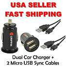   Dual Universal Car Charger + 2X USB Cables Samsung Galaxy S3 GT i9300