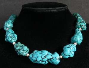 AMAZING!!STUNNING 100%NATURAL TURQUOISE NUGGET NECKLACE  