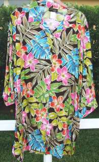   MULTICOLOR ALL RAYON COVER UP BIG SHIRT TOP BLOUSE 1X NEW  