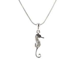  Crystal Seahorse Silver Pendant Necklace: Jewelry