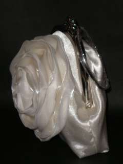 CREAM IVORY 3D Rose Satin Party Wedding Evening Bag  