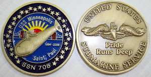 USS Minneapolis St Paul SSN 708 Submarine Coin PRD  