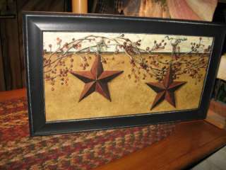 Barn Stars Pip Berries Country Primitive Picture  