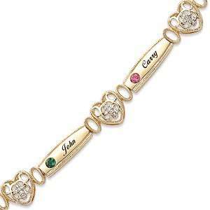    Mothers Crystal Cross Heart Name & Birthstone Bracelet Jewelry