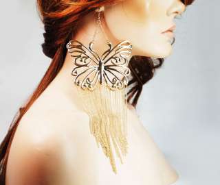   Inspired Butterfly Dangle Hoop Chain Earrings EVELYN LOZADA  