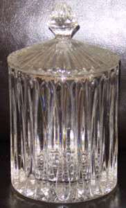 GLASS CANDY JAR / DISH WITH LID FACETED TEARDROP / STAR  