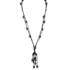   Cotton Cord Triple Strand Black Freshwater Pearl Necklace   34 Inches