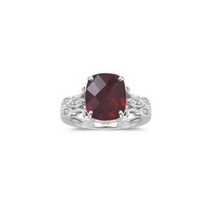  0.06 Cts Diamond & 4.82 Cts Garnet Ring in 14K White Gold 