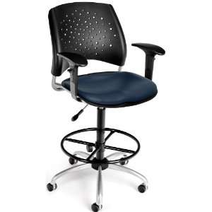  OFM Stars Swivel Drafting Chair with Arms and Navy Vinyl 