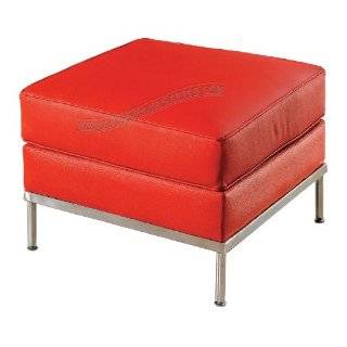 Modern Le Corbusier Style Red Leather Ottoman