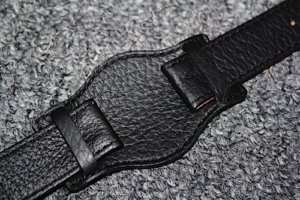 22mm Black Buffalo Leather GERMAN Bund Watch Band  