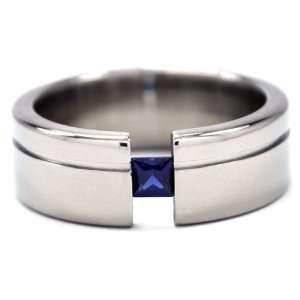   Your 7 mm Titanium Tension Setting Ring with a Princess Cut Gemstone