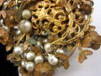 Old unsigned Haskell faux Pearl Crystal Cluster Pin  