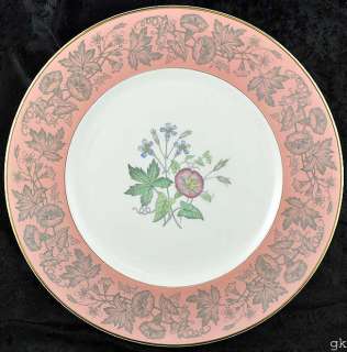 12 Vintage Wedgwood Dinner Plates Wildfower Pink Gilt  