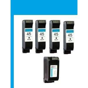 5Pack. Refurbished cartridges for HP 45 and Hp 23. Includes Cartridges 