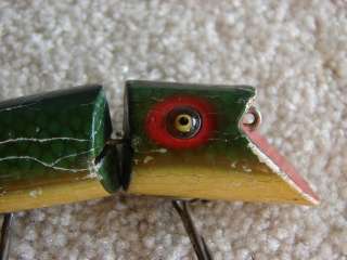 Vintage Heddon Zig Wag ~ L Rig ~ Glass Eyes ~ Wood fishing lure  