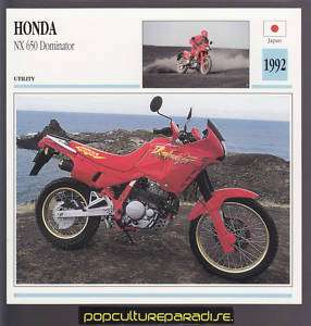 1992 HONDA NX 650 Dominator MOTORCYCLE Picture CARD  