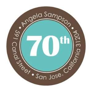  70th Birthday Teal And Brown Round Envelope Seals: Home 
