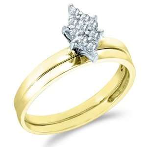 Womens Classic Traditional Bridal Engagement Ring with Matching Plain 