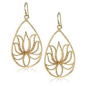  Satya Jewelry Gold Plate Teardrop Lotus Earring Jewelry