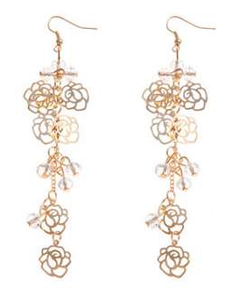 Gold (Gold) Cut Out Rose Drop Earrings  250758093  New Look