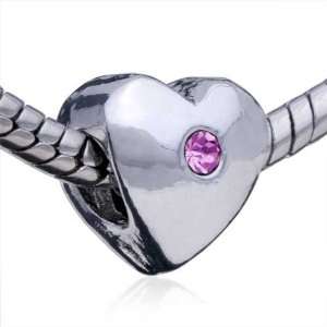  Mothers Day Charms Pink Tourmaline Crystal Heart Bead Fits 
