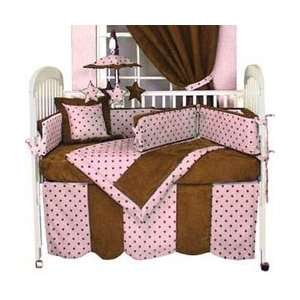  Chocolate n Dots Crib Bedding Set   Color: Pink: Baby