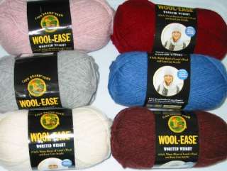 Lion Wool Ease Worsted Knitting Yarn Wool Blend Assorted Colors NEW w 