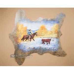  Painted Cow Hide for Western Decor   Stray Steer