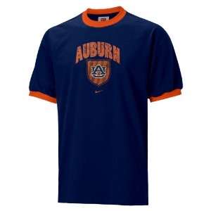 Nike Auburn Tigers Navy Blue Rally Ringer T shirt:  Sports 