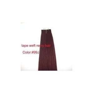   100% Human Hair Mini Skin Weft Tape in Seamless Extensions Red Wine