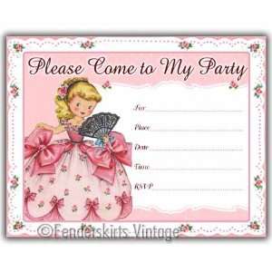  Vintage Pink Girl Birthday Party Invitations: Toys & Games