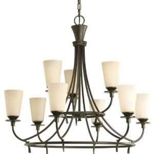 Progress Lighting P4039 77 9 Light Two Tier Cantata Chandelier, Forged 