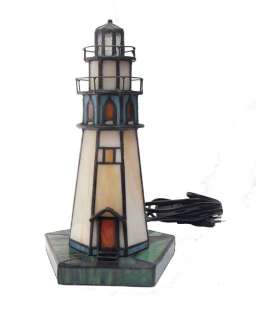 Leuchtturm als Tiffany Lampe maritime Tischlampe 020  