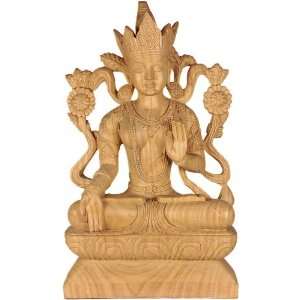  Goddess White Tara   Gambhar Wood Sculpture from Bodh Gaya 